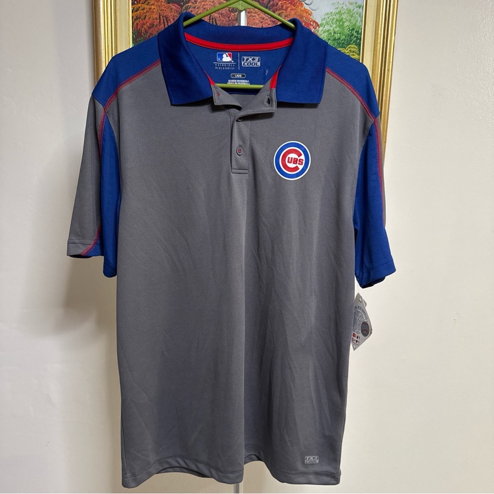 Chicago Cubs MLB TX3 Cool Shirt Men's Adult  L Blue Short-Sleeve Golf Polo *NWT*